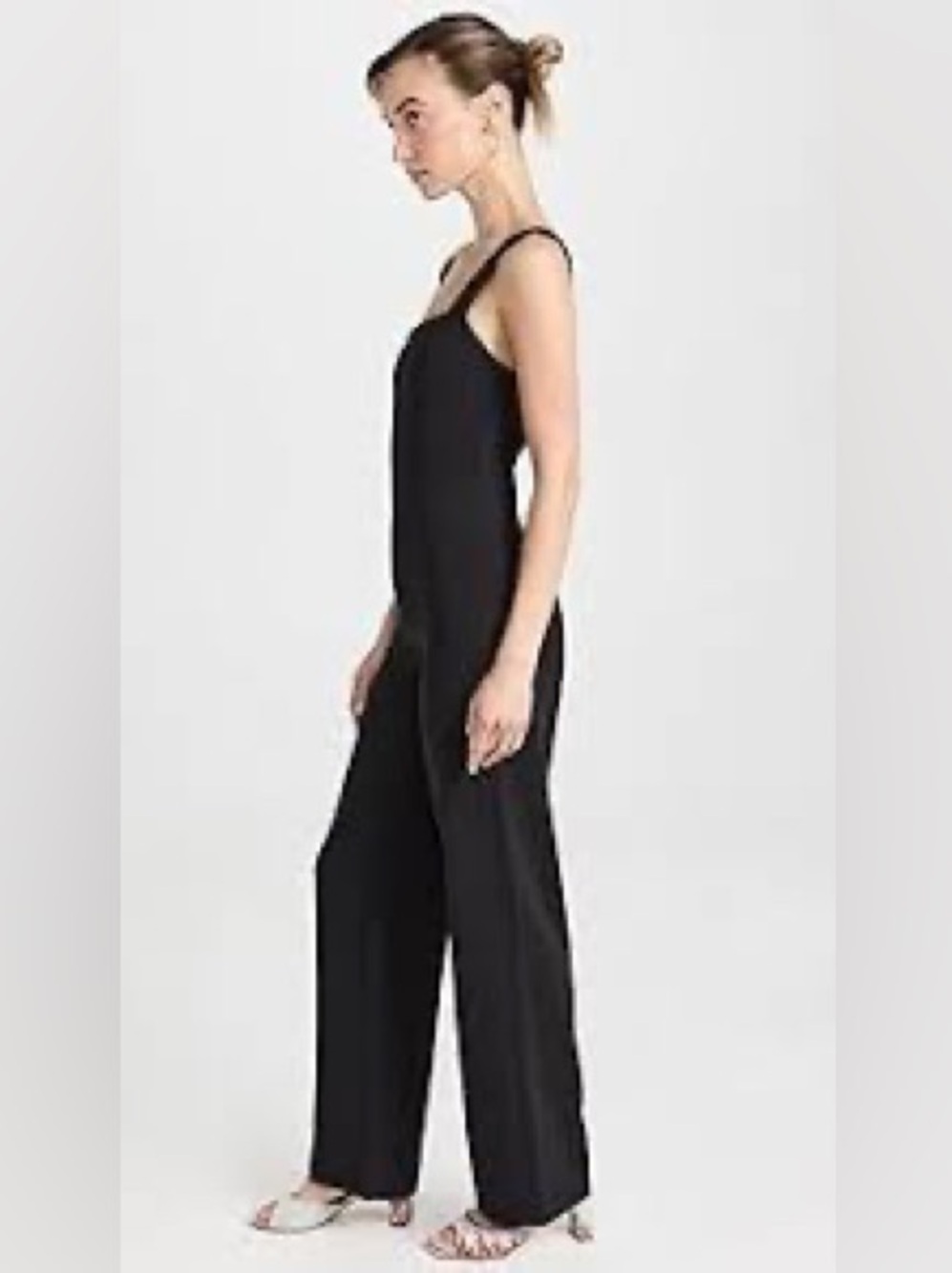 Reformation Black Sleeveless Wide-Leg Jumpsuit
